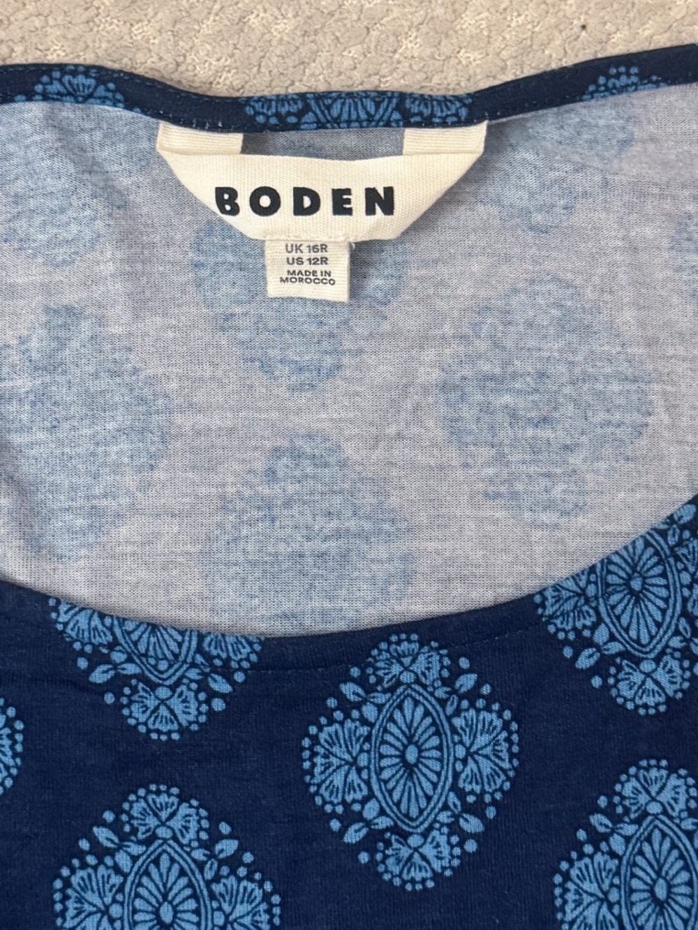 Boden Blue Print Abigail Jersey Dress size 12R - Picture 7 of 8